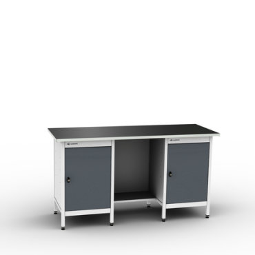 GARWIN PRO ST-PLZ16-00-7011 Верстак серии Standart, 1600 мм, цинк, две тумбы с дверцей, серый RAL 7011