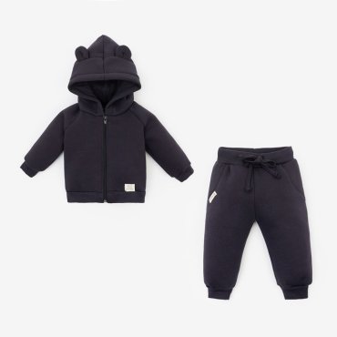 Костюм: толстовка и брюки Крошка Я, BASIC LINE, рост 86-92 см, тёмно-серый