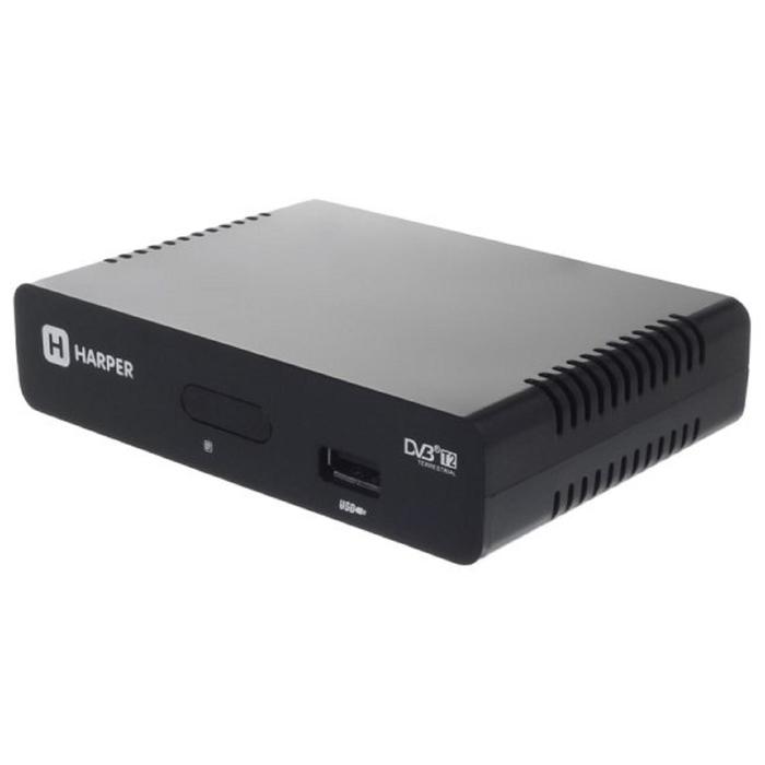 Приставка для цифрового ТВ HARPER HDT2-1108, FullHD, DVB-T2, HDMI, RCA, USB, черная