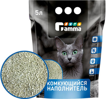Наполнитель для кошачьих туалетов Gamma бентонитовый комкующийся 5л