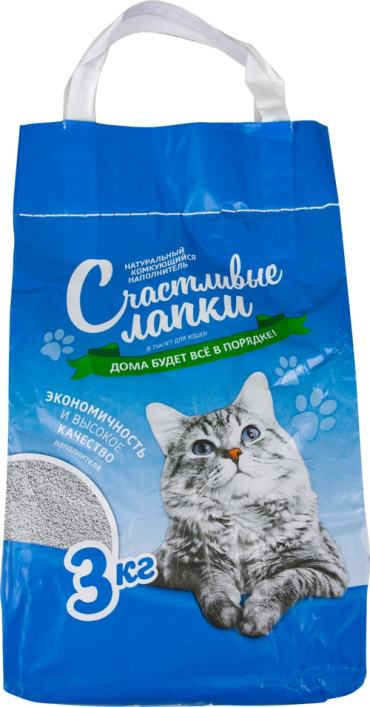 Наполнитель для кошачьего туалета Счастливые Лапки комкующийся 3кг