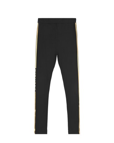 Черные леггинсы с золотыми лампасами Balmain детские