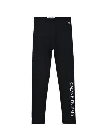 Черные леггинсы с вертикальным лого Calvin Klein детские