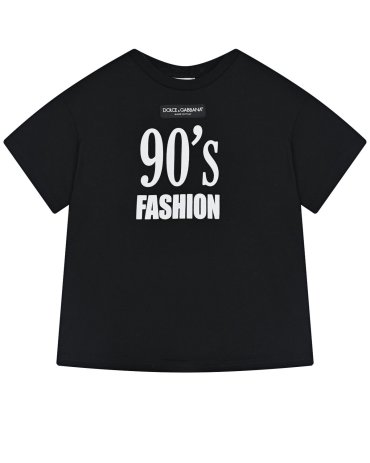 Черная футболка с принтом "90s fashion" Dolce&Gabbana детская