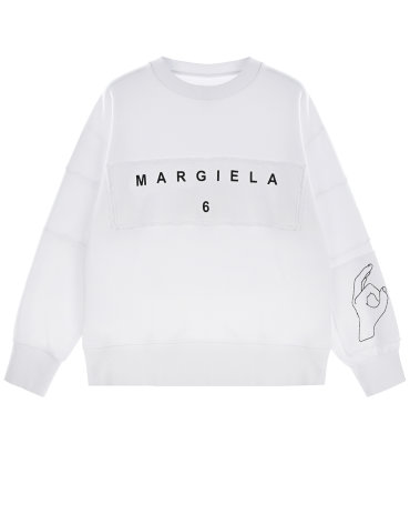 Белый свитшот с черным логотипом MM6 Maison Margiela детский