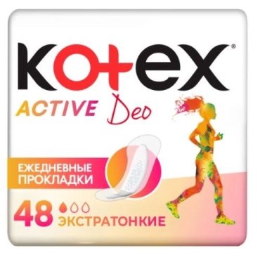 Kotex Ежедневные экстратонкие прокладки Active Deo, 48 шт (Kotex, )