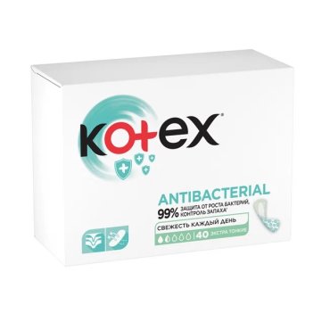 Kotex Ежедневные антибактериальные экстратонкие прокладки, 40 шт (Kotex, )