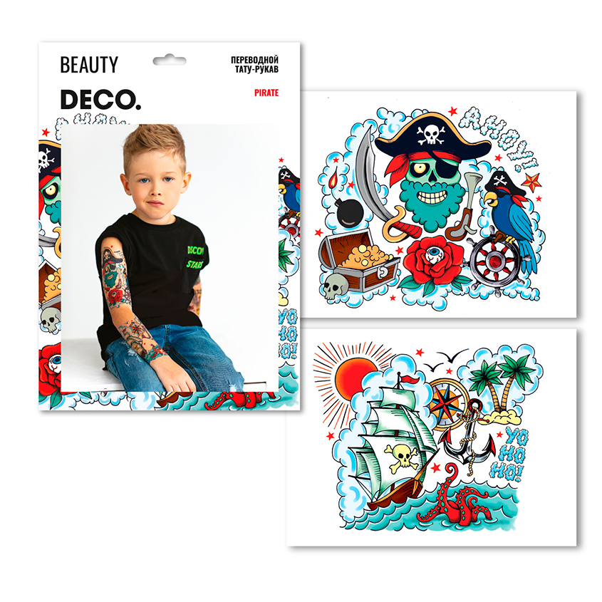 Переводной тату-рукав DECO. by Miami tattoos Pirate