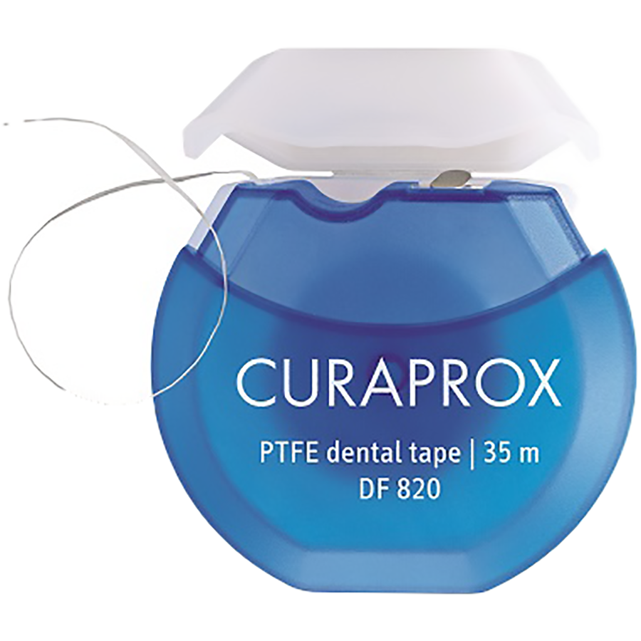 Зубная нить DF 820 тефлоновая с хлоргексидином, 35 м, Curaprox