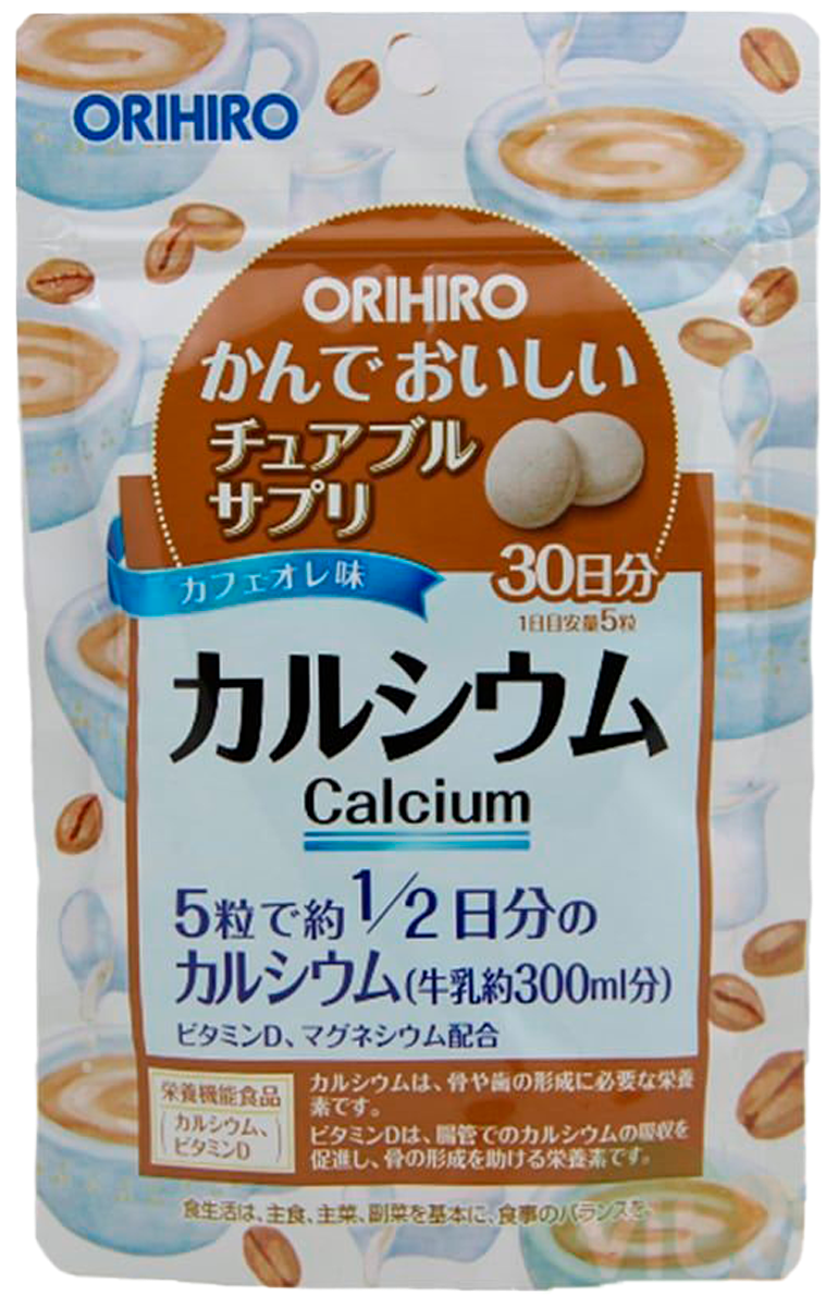 Кальций с витамином D со вкусом кофе, 150 таблеток, ORIHIRO