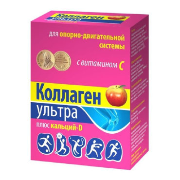 Коллаген-ультра с кальцием и витамином D3, вкус «Яблоко», 7 саше, Веда