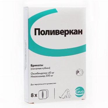 Ceva Поливеркан сахарные кубики от гельминтов у кошек и собак, 8шт