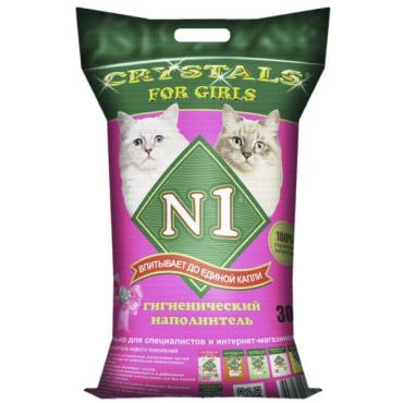 Наполнитель для кошек N1 Crystals for girls силикагелевый 30л 62035