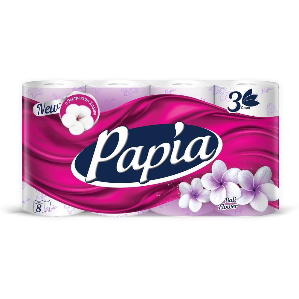 Papia Туалетная бумага Цветы Бали, 8 шт.