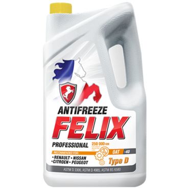 Антифриз FELIX Type D G12+ готовый -40C желтый 5 кг 430206333