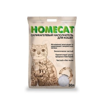 Homecat Стандарт cиликагелевый впитывающий наполнитель без запаха - 30 л