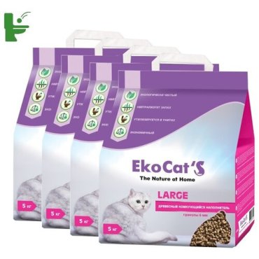 Наполнитель Eko Cats Large древесный комкующийся 4х5кг