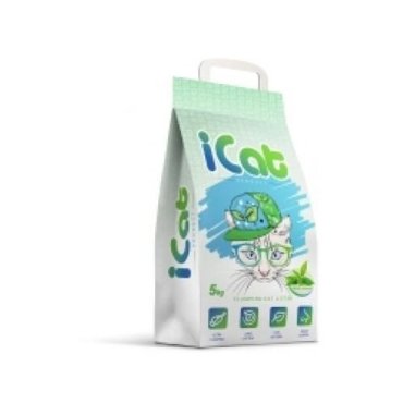iCat комкующийся наполнитель для кошачьих туалетов, с ароматом зеленого сада 5 кг (2 шт)