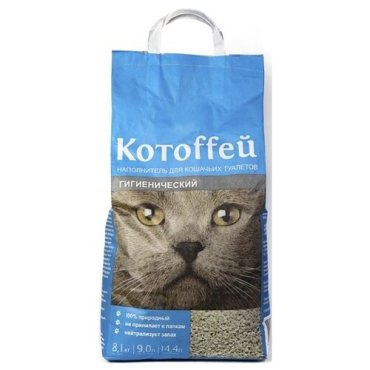 Наполнитель Котоффей Гигиенический для кошек впитывающий минеральный 8,1кг 14,4л