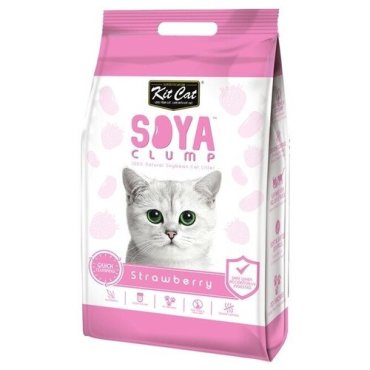 Kit Cat SoyaClump Soybean Litter Strawberry соевый биоразлагаемый комкующийся наполнитель с ароматом клубники - 5 кг