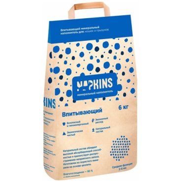NAPKINS наполнитель впитывающий для туалета кошек (6 кг)