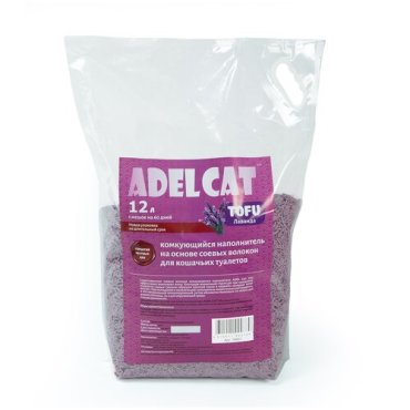 ADEL CAT TOFU наполнитель комкующийся на основе тофу для туалета кошек с ароматом лаванды (12 л)