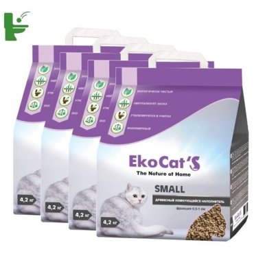 Наполнитель Eko Cats Small древесный комкующийся 4х10л