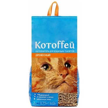 Наполнитель Котоффей для кошек древесный 2кг 6л
