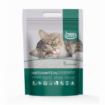 Наполнитель Happy Nose для кошачьего туалета, комкующийся 5л /5 кг