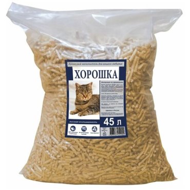 Наполнитель для кошачьего туалета хорошка древесный 45л