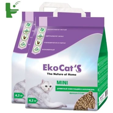 Наполнитель Eko Cats Mini древесный комкующийся 2х10л