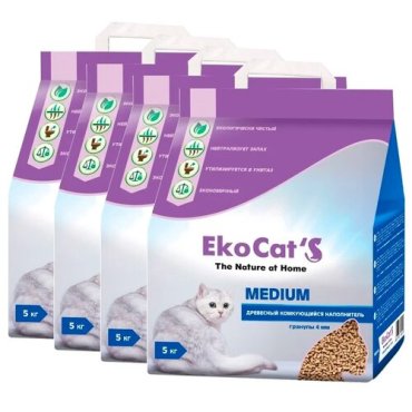 Eko Cats Наполнитель Eko Cats Medium древесный комкующийся 4х5кг