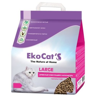Наполнитель Eko Cats Large древесный комкующийся 5кг