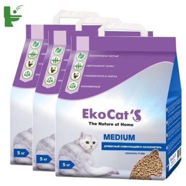Наполнитель Eko Cats Medium древесный комкующийся 3х5кг