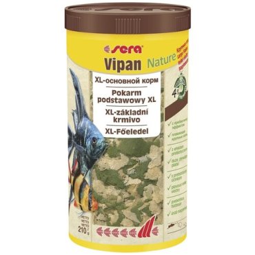 Vipan NATURE 1000 мл 210 г (крупные хлопья) Сера Корм для рыб основной в хлопьях S32285