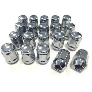 Комплект колесных гаек LS Wheels М12х1,5 (конус кл.19) 20 штук, серебристые хромированные, с выступом