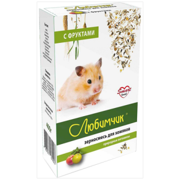 Корм д/хомяков с фруктами коробка 400г Любимчик/14