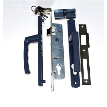 Комплект замка с ручкой DOMERE-VET для калитки (ключ-ключ) RAL 7024 (Графитовый серый).