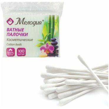 Ватные палочки комплект 100 шт., мелодия, полиэтиленовый пакет, 128854 8 шт.