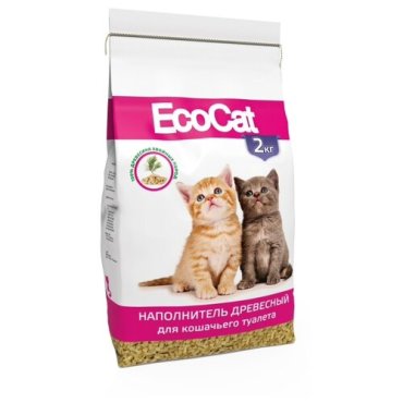 Наполнитель древесный 2 кг EcoCat / Наполнитель/ Наполнитель для кошачьего туалета- 2 шт.