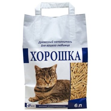 Наполнитель для кошачьего туалета хорошка древесный 6л