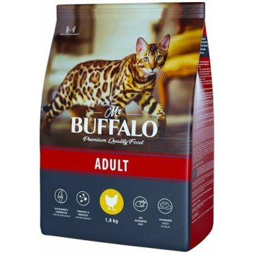 Mr.Buffalo корм для взрослых кошек, курица 1,8 кг