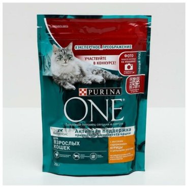 Purina ONE Сухой корм Purinа One для кошек, курица/злаки, 200 г