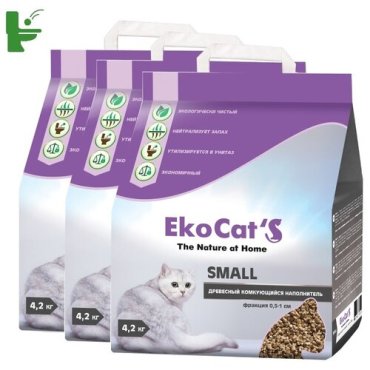 Наполнитель Eko Cats Small древесный комкующийся 3х10л
