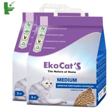 Наполнитель Eko Cats Medium древесный комкующийся 2х5кг