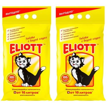 ELIOTT наполнитель комкующийся для туалета кошек (5+5) 2 шт по 5 литров