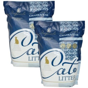 Наполнитель силикагелевый Imperials Cat litter белый классический для туалета кошек (3,8 л + 3,8 л)