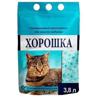 Наполнитель для кошачьего туалета хорошка силикагелевый с ароматом морского бриза 3,8л