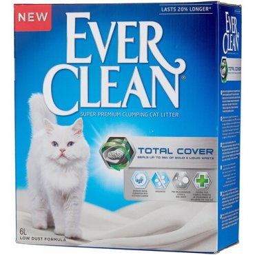 Наполнитель для кошек Ever Clean Total Cover микрогранулы двойного действия комкующийся 6 л