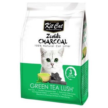 Kit Cat Zeolite Charcoal Green Tea Lush цеолитовый комкующийся наполнитель с ароматом зеленого чая - 4 кг